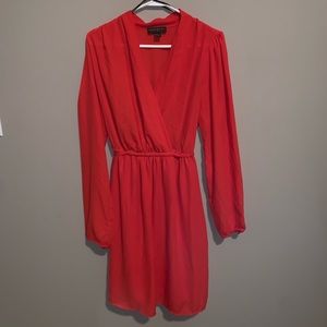 Red-orange Long Sleeve Dress